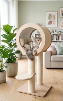 B-Ware Kratzbaum JR-02 aus Multiplex Buche | Katzenkratzbaum mit Sisalrolle | 140 cm